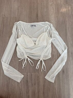 I AM GIA White Asteria Mesh Top